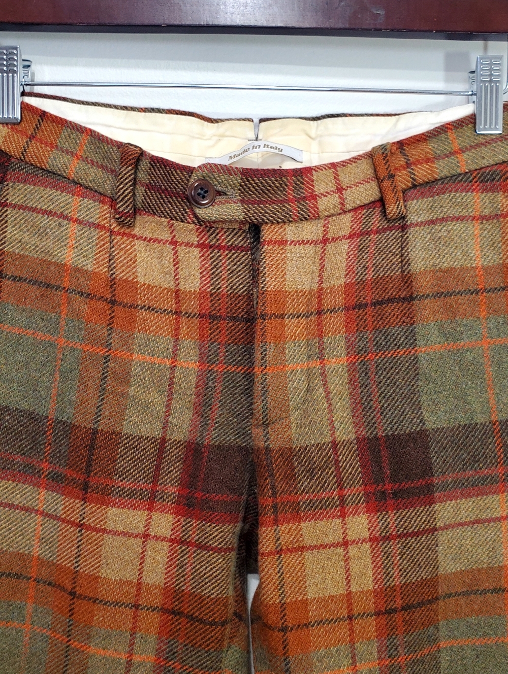 GBS Project Plaid 100% Wool Blend Women’s Pants Made In Italy - Picture 3 of 15